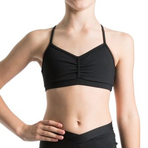 Kids' Bloch Bunga Gathered Racer Crop Tops Black | DMYKV54298