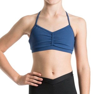 Kids' Bloch Bunga Gathered Racer Crop Tops Dark Blue | UMYND70900