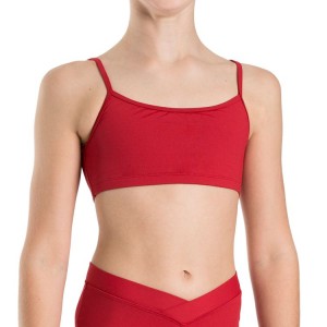 Kids' Bloch Dielle Straight Front Crop Tops Red | FMYUI25484