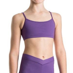 Kids' Bloch Dielle Straight Front Crop Tops Purple | PMYQX67003