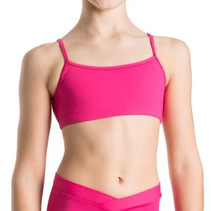 Kids' Bloch Dielle Straight Front Crop Tops Hot Pink | MYNZX22322