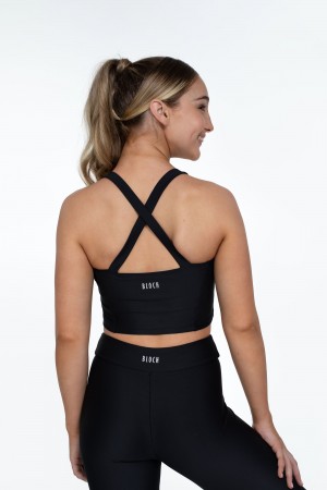 Kids' Bloch Flo Active Shelby Seamed Cross Back Tops Black | PMYER35909