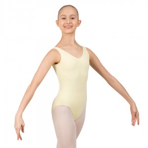 Kids' Bloch Gathered Front With Low Back Leotards Lemon | SMYVO44980