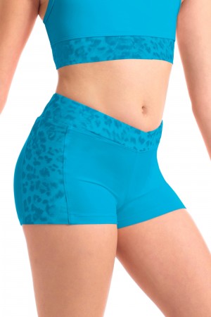 Kids' Bloch Mila Animal Printed Mesh Short Bottoms Turquoise | XMYBH32240