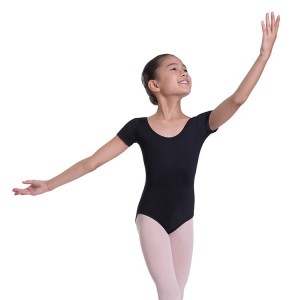 Kids' Bloch Overture Olisia Short Sleeve Leotards Black | YMYVQ47131