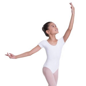 Kids' Bloch Overture Olisia Short Sleeve Leotards White | MMYFT15537