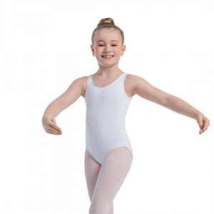 Kids' Bloch Overture Oona Scoop Neck Tank Leotards White | MYZPD68350