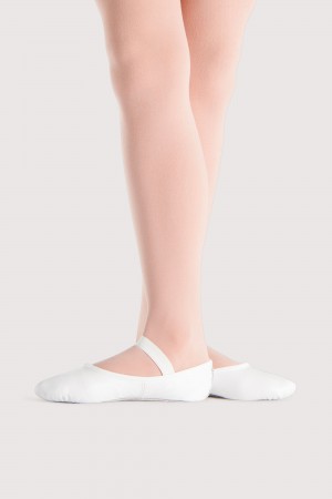 Kids' Bloch Prolite Leather Childrens Ballet Flats White | MYZDE33375