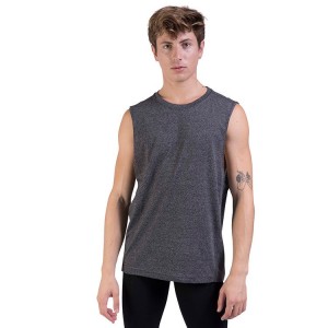 Men's Bloch Harris Relaxed Drop Arm Muscle Tops Dark Heather | UMYTG24100