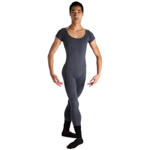 Men's Bloch Matt Scoop Neck Cap Sleeve Unitards Graphite | MMYFT58295