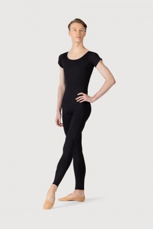 Men's Bloch Microlux™ Scoop Neck Cap Sleeve Unitards Black | EMYHC83886