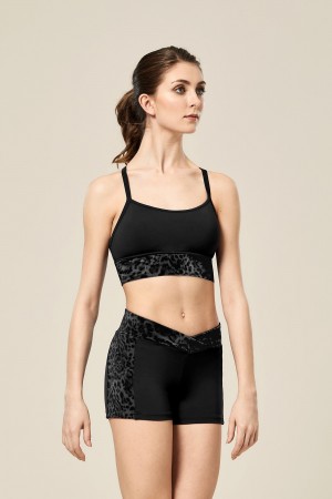 Women's Bloch Avianna Animal Printed Mesh Racer Back Tops Black | YMYGT65590