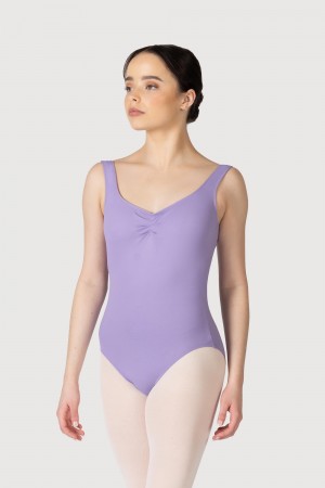 Women's Bloch Cecilie Gathered Tank Leotards Lilac | MYNEJ88118