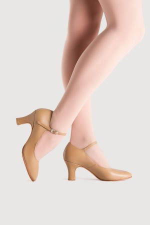 Women's Bloch Chord Ankle Strap 76mm (3 inch) Tap & Stage Shoes Tan | MMYHR19427