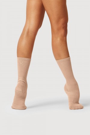 Women's Bloch Dance Socks Sand | LMYTR59009