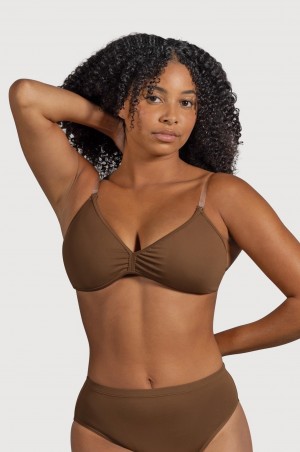 Women's Bloch Deva V Front Underwear Cocoa | QMYWA54166