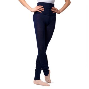 Women's Bloch Full Length Roll Waist Womens Warmup Pant Knitwear Navy | EMYVG77539