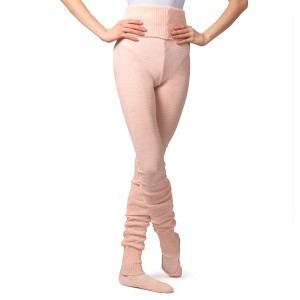 Women's Bloch Full Length Roll Waist Womens Warmup Pant Knitwear Pink | MYNEJ50099