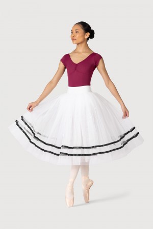 Women's Bloch Giselle Ribbon Romantic ½ Tutu Skirts White/Black | MYCIF63679