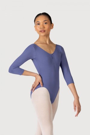 Women's Bloch Microlux™ Nona Gathered Front & Back Sleeve Leotards Lunar | MYCIF25981