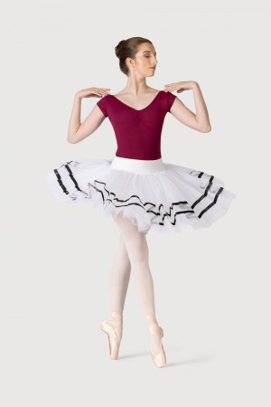 Women's Bloch Nadia Ribbon ½ Tutu Skirts White/Black | EMYHC60508