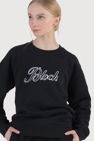 Women's Bloch Off-Duty Terry Crew Sweat Tops Midnight | UMYND99340