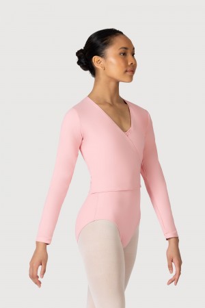 Women's Bloch Overture Crossover Long Sleeve Wrap Tops French Rose | MYDFL10342