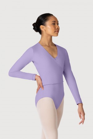 Women's Bloch Overture Crossover Long Sleeve Wrap Tops Lilac | MYQAV88797