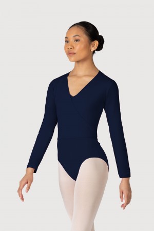 Women's Bloch Overture Crossover Long Sleeve Wrap Tops Navy | MYXBR13762