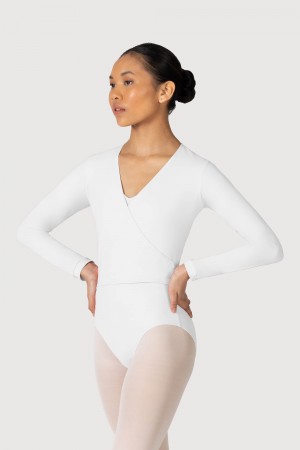 Women's Bloch Overture Crossover Long Sleeve Wrap Tops White | GMYUC75104