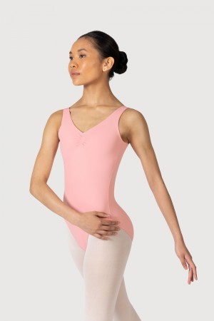 Women's Bloch Overture Odetta Sleeveless Pleat Leotards French Rose | LMYSX55798