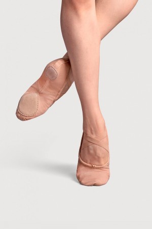 Women's Bloch Perfectus Canvas Split Sole Ballet Flats Pink | UMYND99791