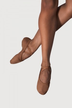 Women's Bloch Performa Stretch Canvas Ballet Flats Cocoa | MYJVR36442