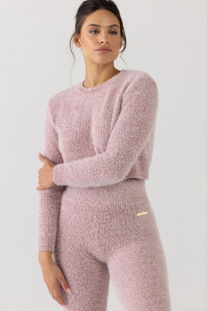 Women's Bloch Popcorn Stitch Long Sleeve Knitwear Dusty Pink | PMYER84569