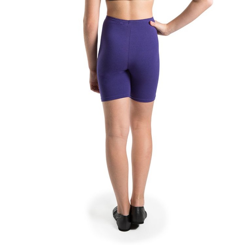 Kids' Bloch Basic Bike Length Short Bottoms Deep Purple | SMYNY78458