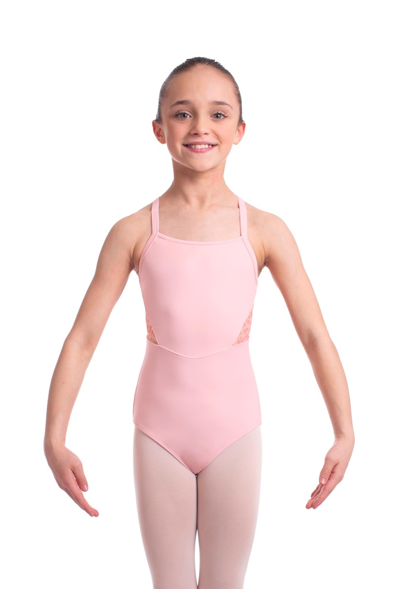 Kids' Bloch Becki Animal Printed Mesh Camisole Leotards Candy Pink | MYZDE77182