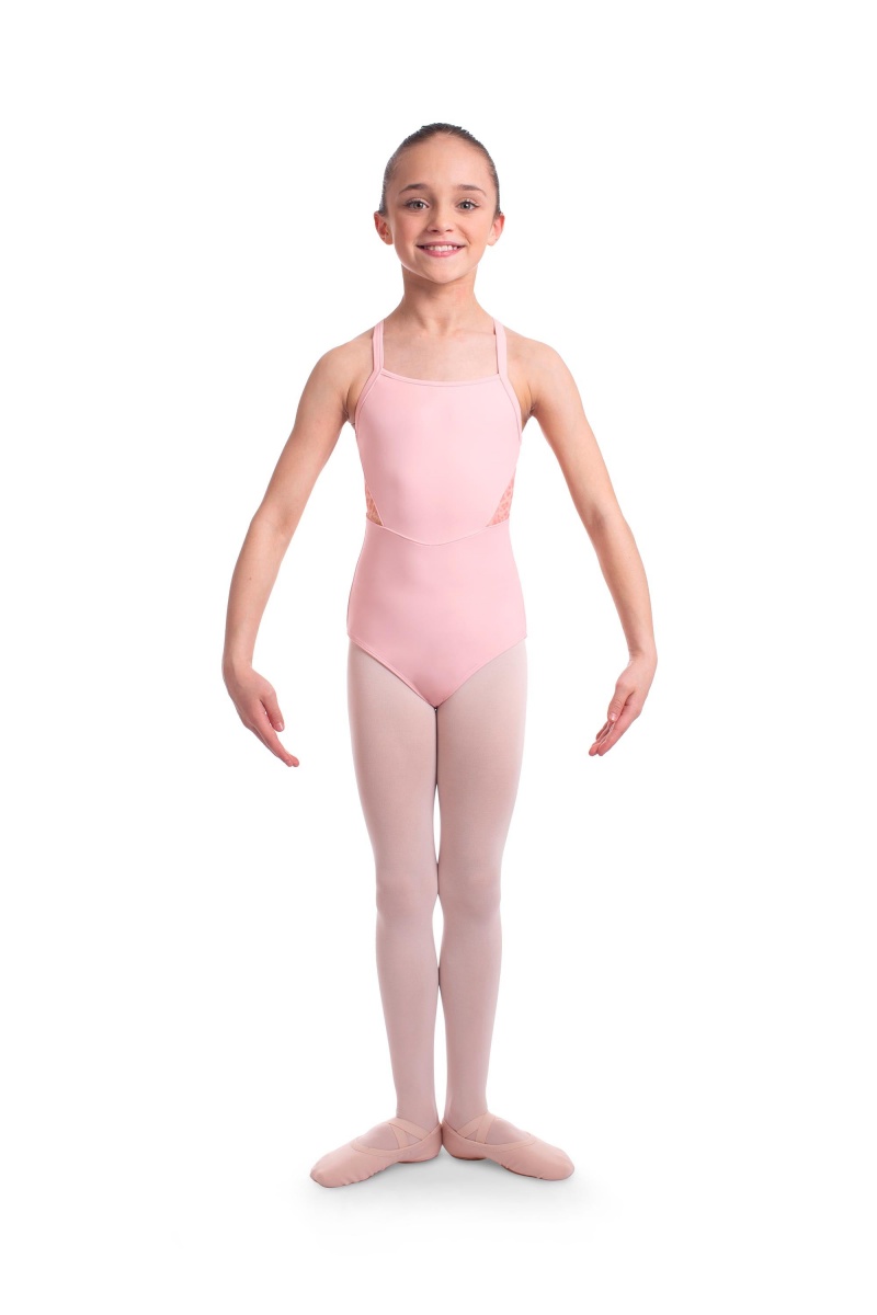 Kids\' Bloch Becki Animal Printed Mesh Camisole Leotards Candy Pink | MYZDE77182