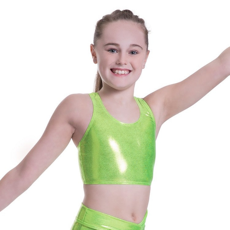 Kids' Bloch Bellagio Lurex Scoop Tank Crop Tops Lime | MMYHR75647