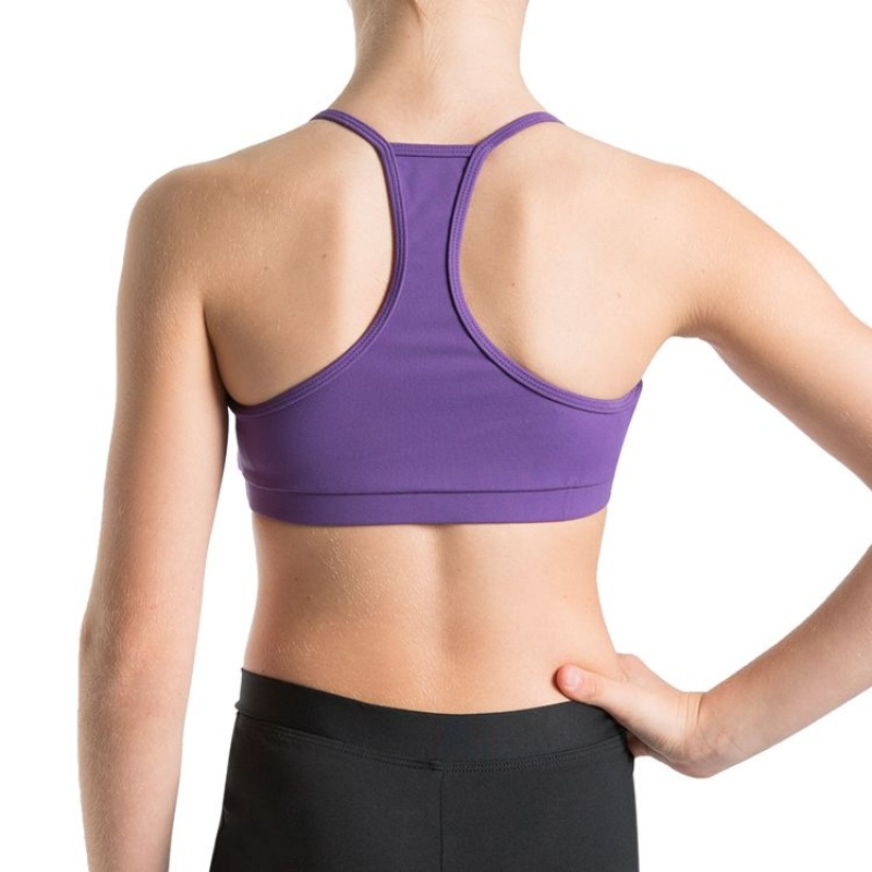 Kids' Bloch Bunga Gathered Racer Crop Tops Purple | MYXBR78989