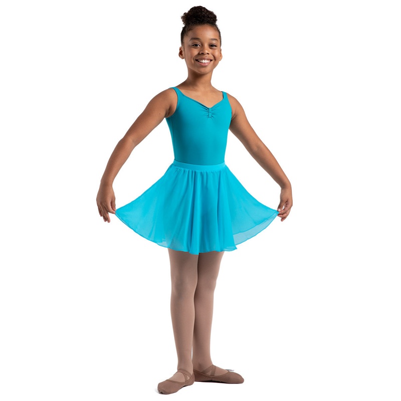 Kids' Bloch Chayanne Chiffon Short Circle Skirts Capri Blue | UMYTG63281