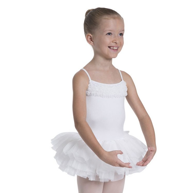 Kids\' Bloch Desdemona Leotard Dress White | XMYGW48356