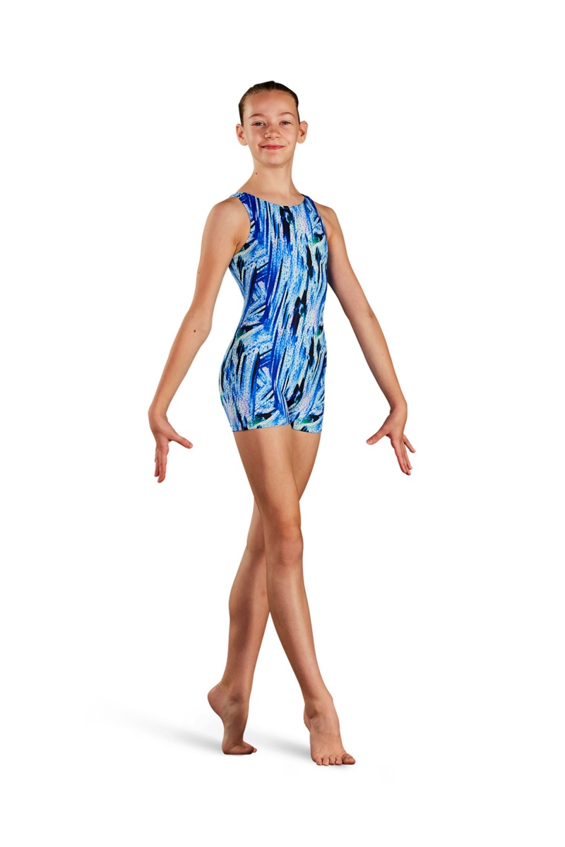 Kids' Bloch Electric Blues Printed Unitards Electric Blues | MYEGJ13237