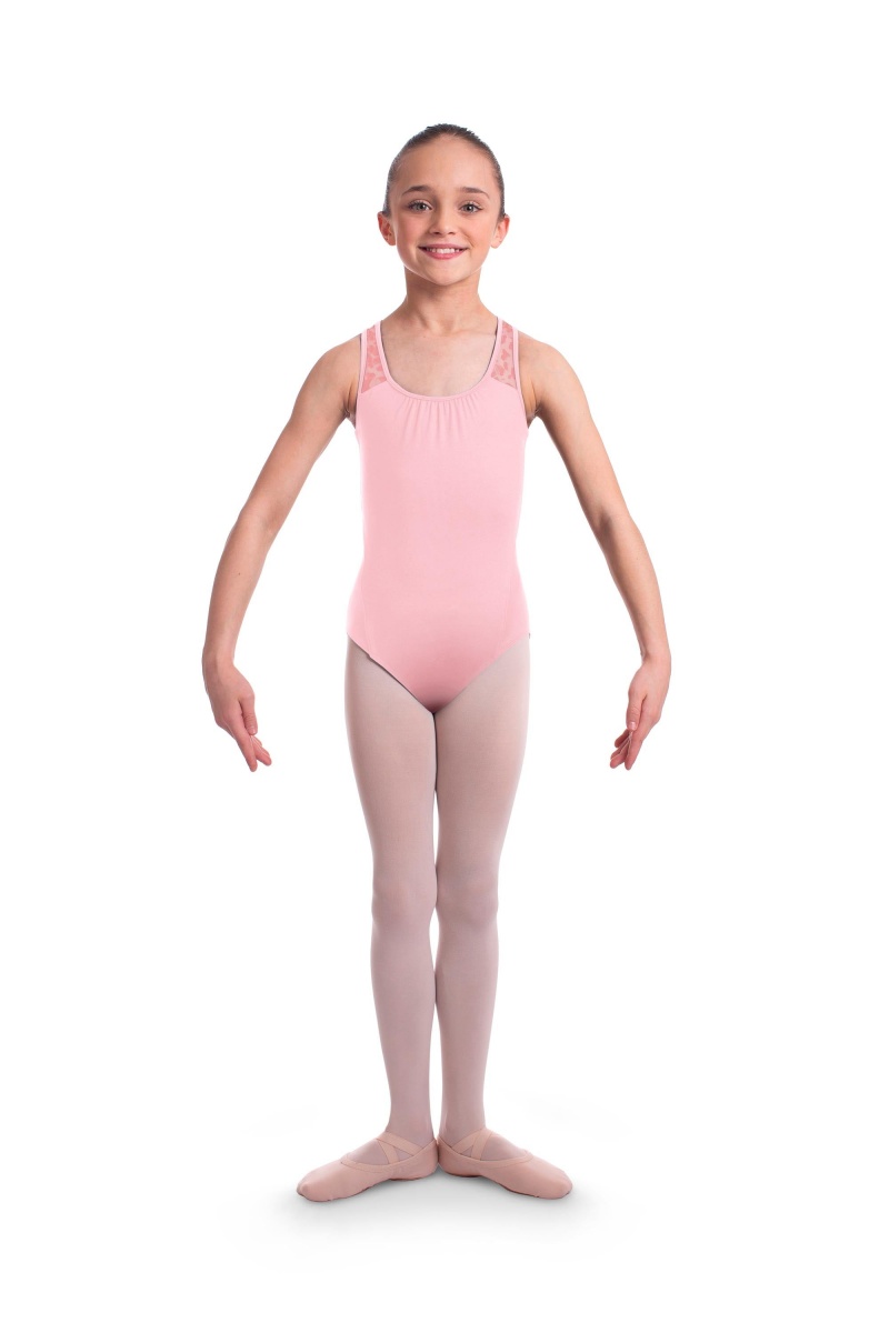 Kids' Bloch Elina Animal Printed Mesh Cross Back Leotards Candy Pink | MMYFT21746