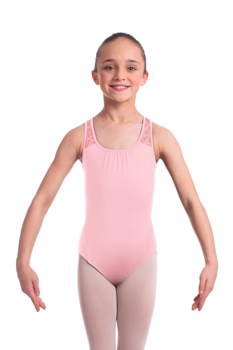 Kids\' Bloch Elina Animal Printed Mesh Cross Back Leotards Candy Pink | MMYFT21746