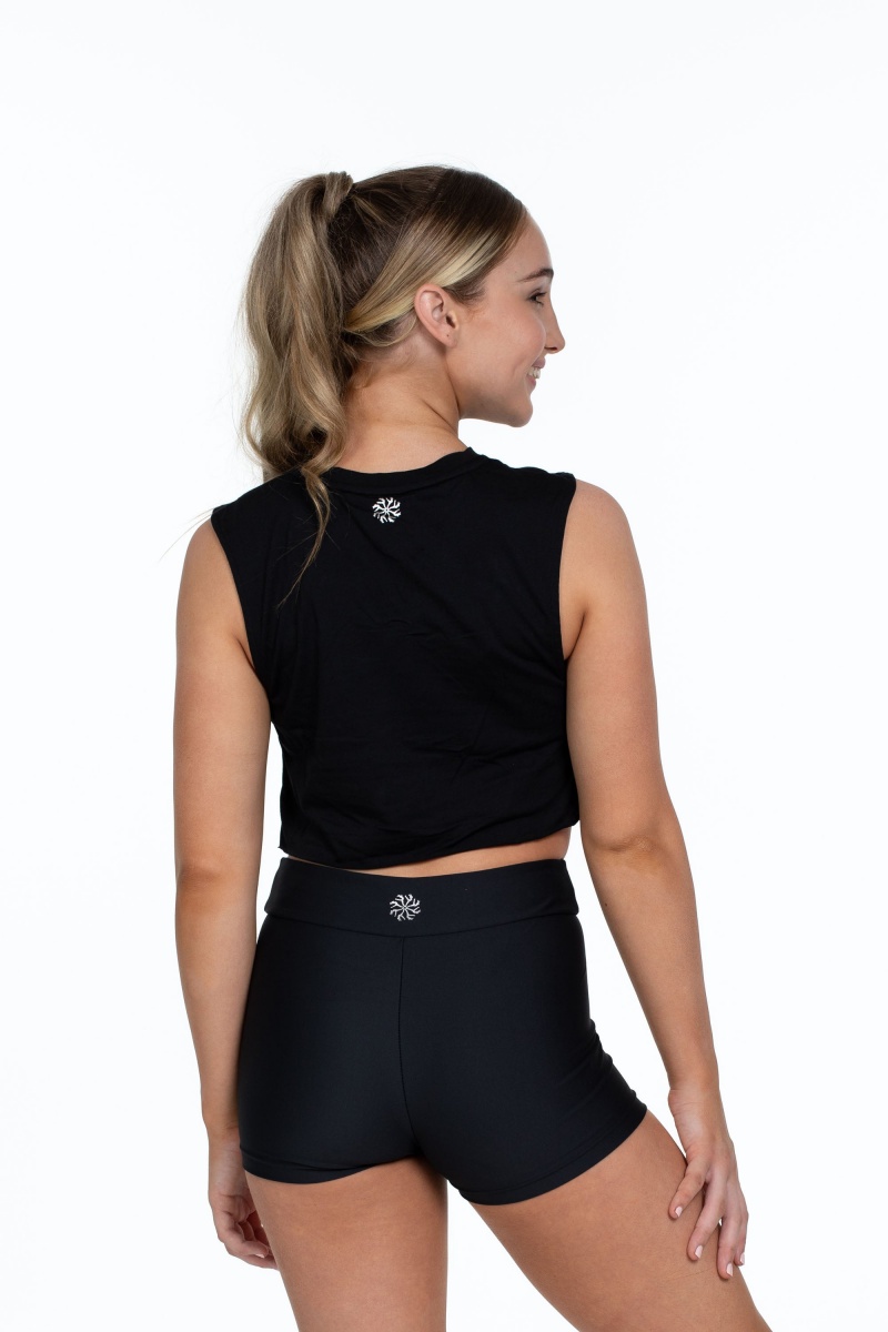 Kids' Bloch Flo Active Crop Muscle Tops Black | MYNZX51229