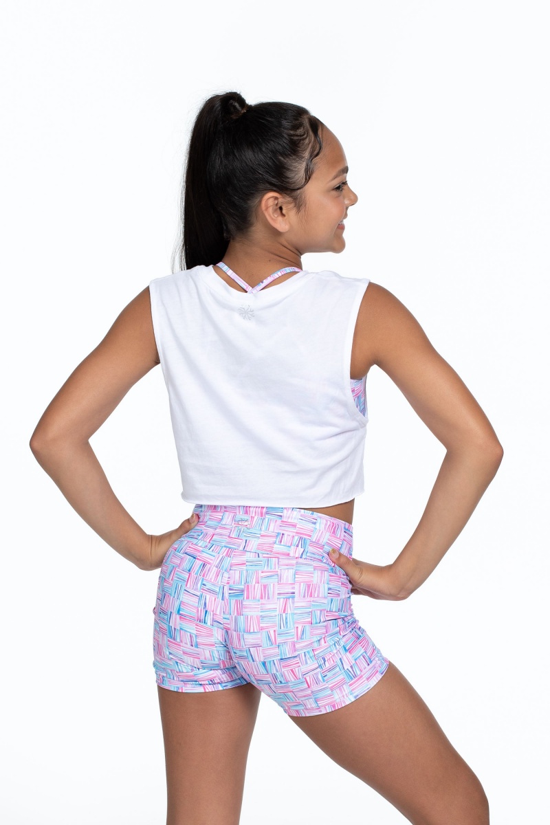 Kids' Bloch Flo Active Crop Muscle Tops White | MYJBT46115