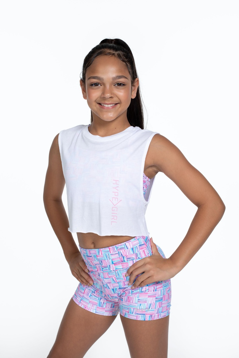 Kids' Bloch Flo Active Crop Muscle Tops White | MYJBT46115