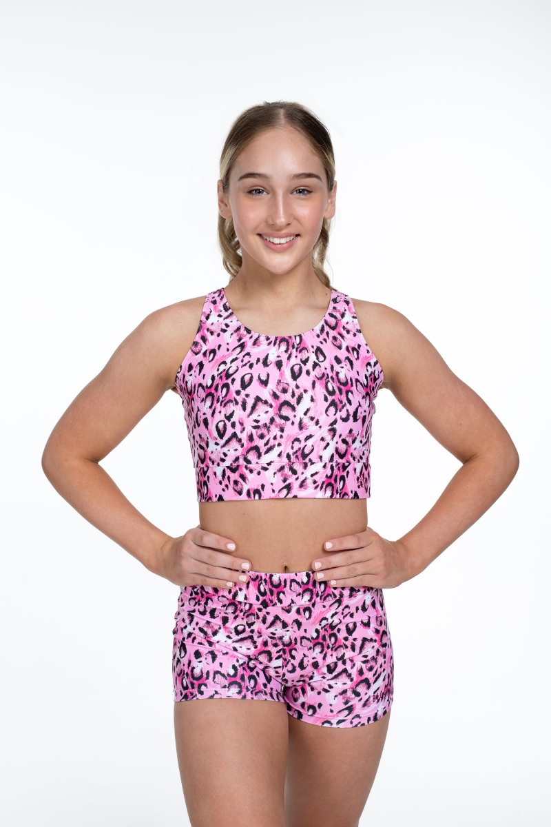 Kids' Bloch Flo Active Jasmine V Back Tops Sketch Leopard | MYIIZ44817