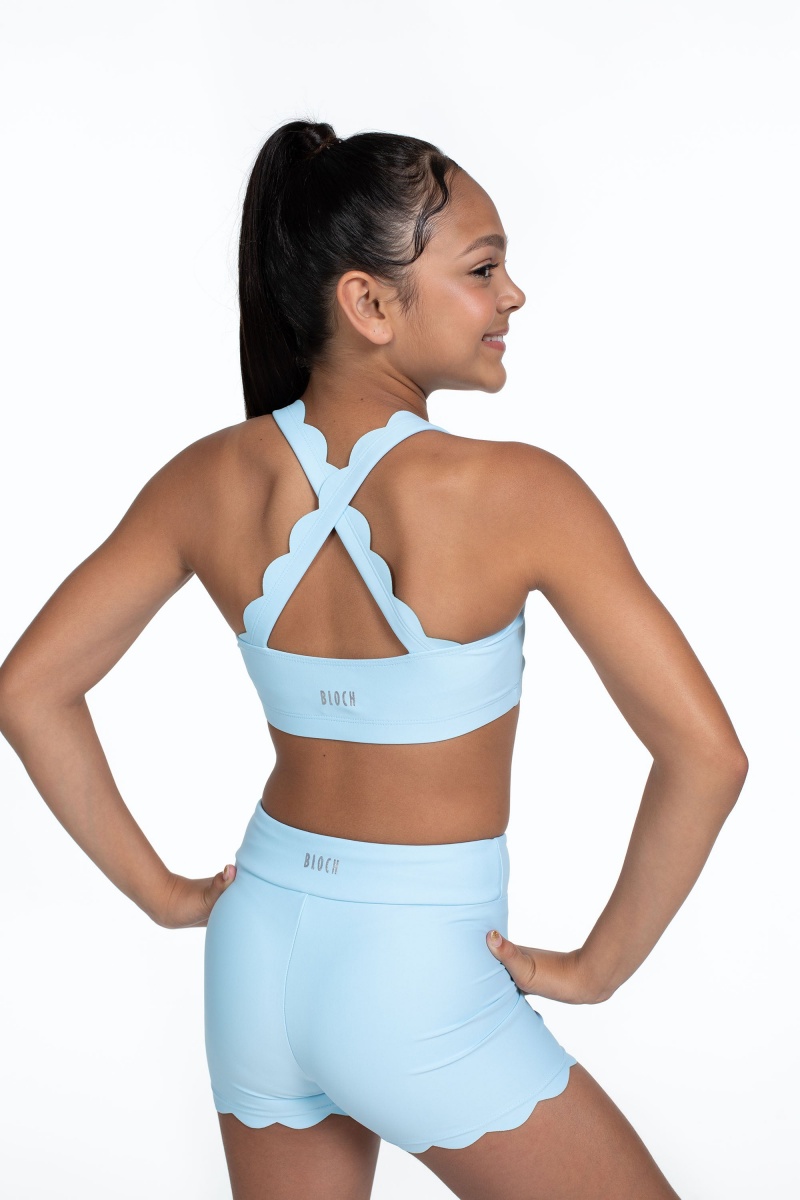 Kids' Bloch Flo Active Megan Scalloped Edge Bra Tops Sky | QMYUV24074