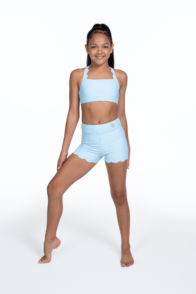 Kids' Bloch Flo Active Megan Scalloped Edge Bra Tops Sky | QMYUV24074